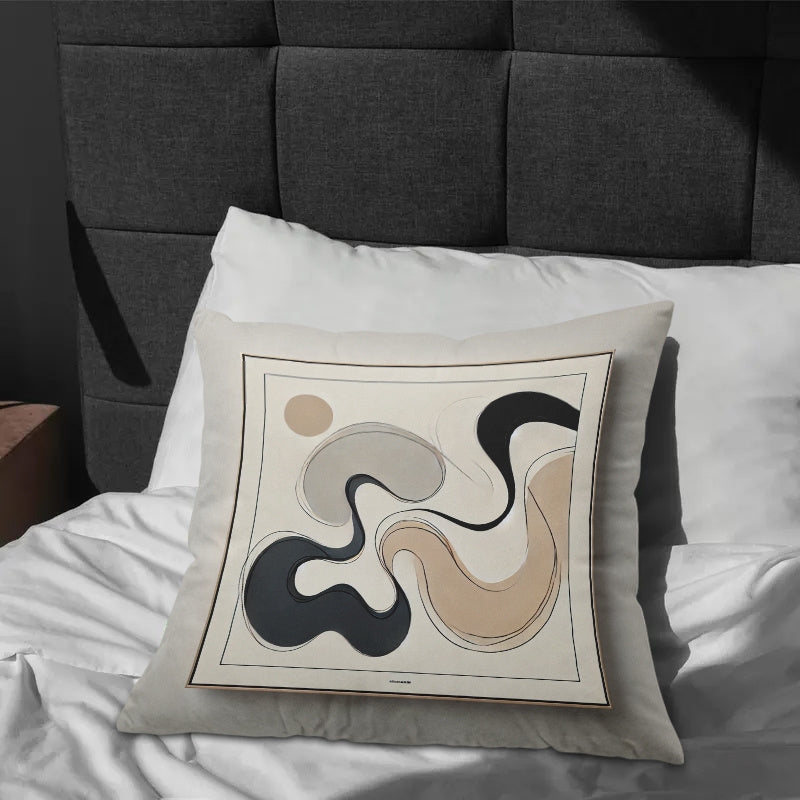 Polyester Throw Pillow Cover with Abstract Wave Design for Home Decor Sofa Bedroom