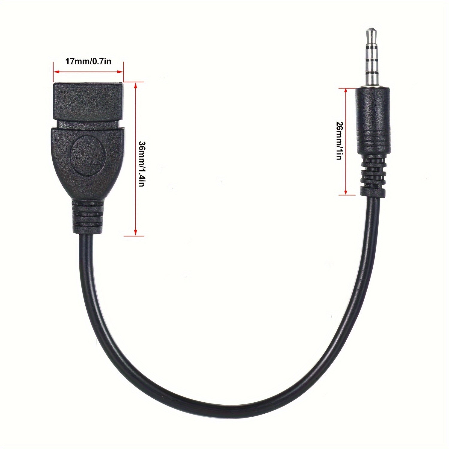 Adaptador de 3.5 mm macho a USB 2.0 para coche, convertidor de audio para reproducción de música