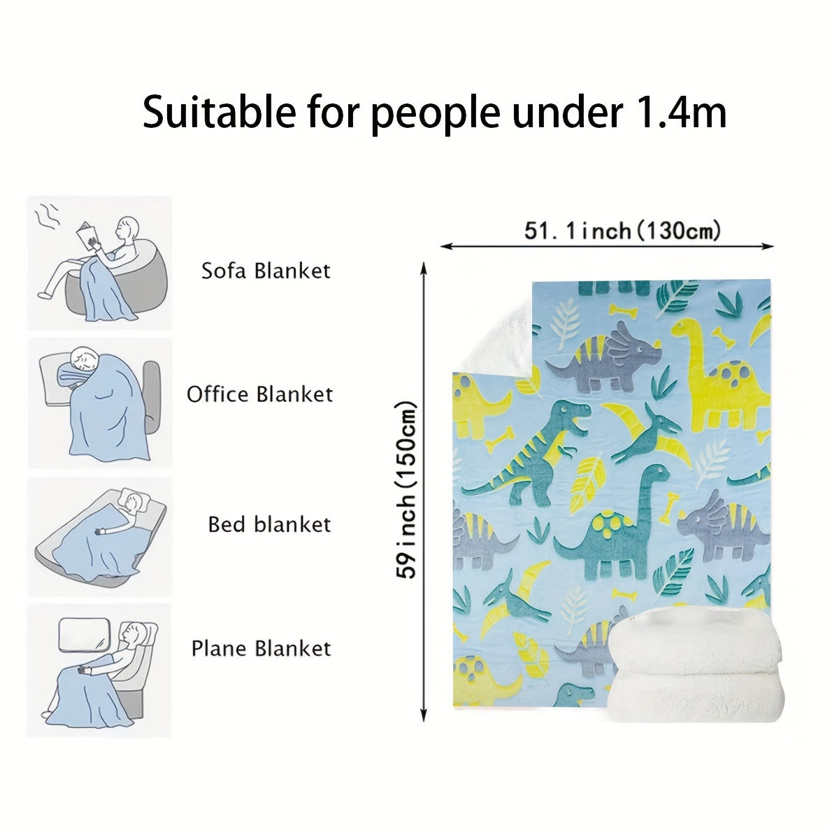 Kids Boys Fleece Throw Blanket with Glow-in-the-Dark Dinosaur Design for Birthday Gift