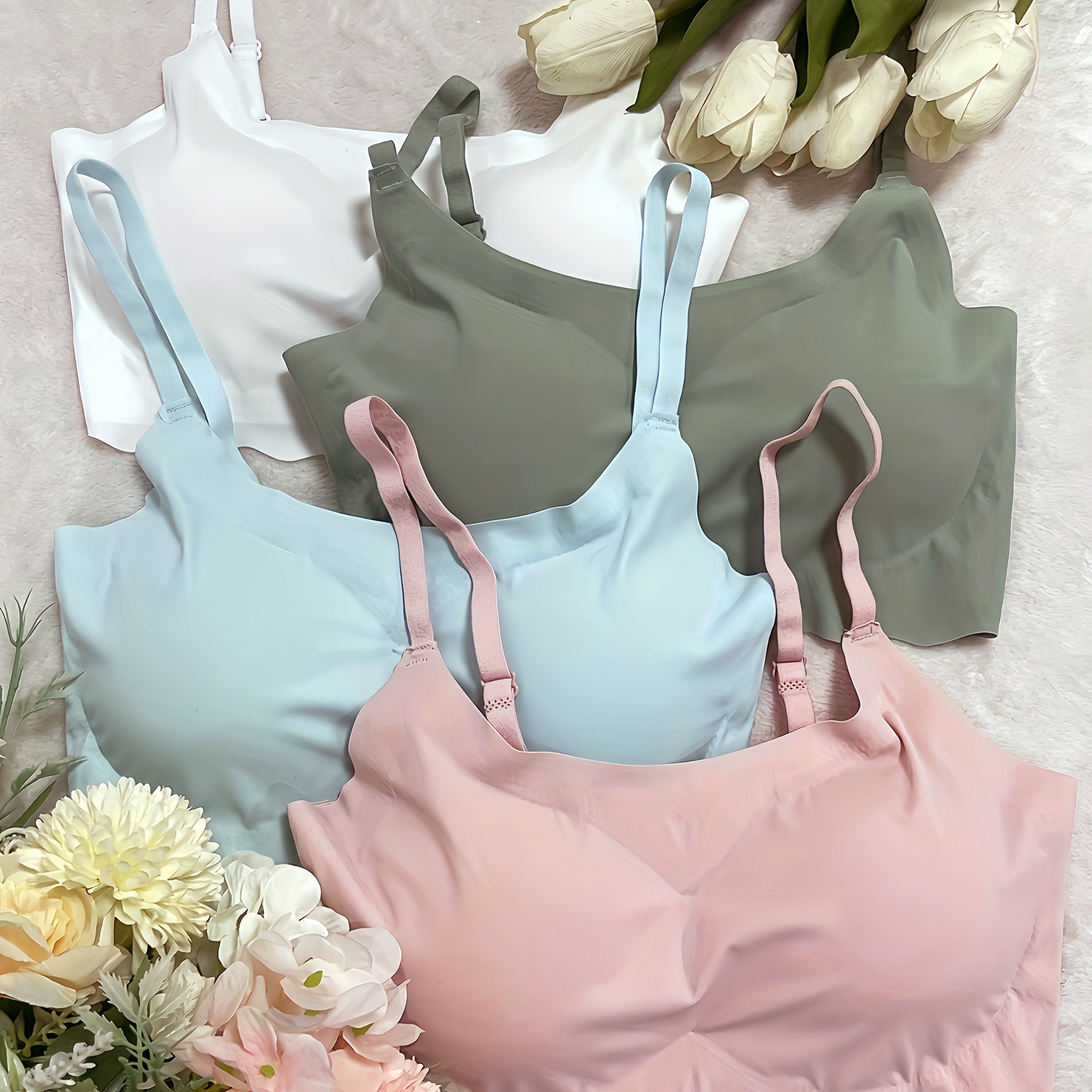 Women's Wireless Bralette with Adjustable Straps Seamless Comfort Pack of 4