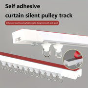 Drill-Free Curtain Track with Strong Adhesive and Silent Sliding for Bathrooms and Dorms