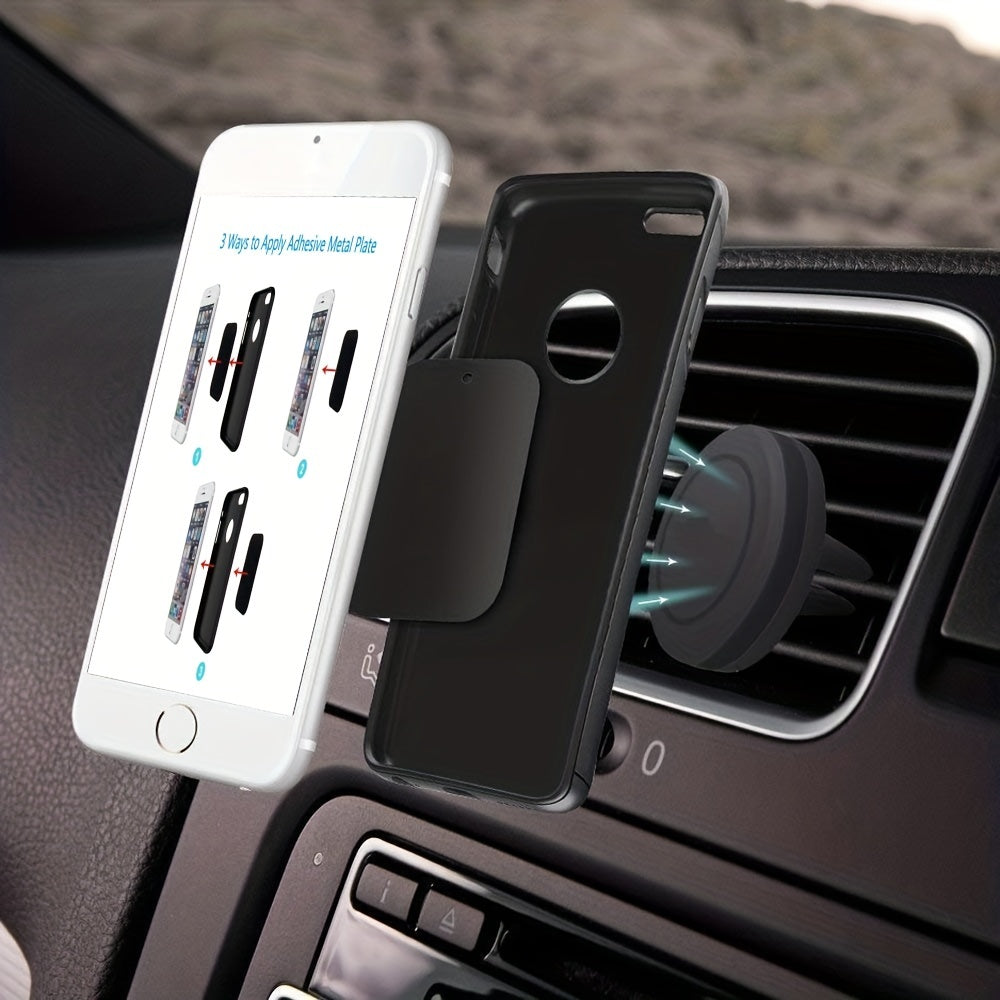Universal Magnetic Car Phone Mount With Metal Plate and Disk Sticker Holder