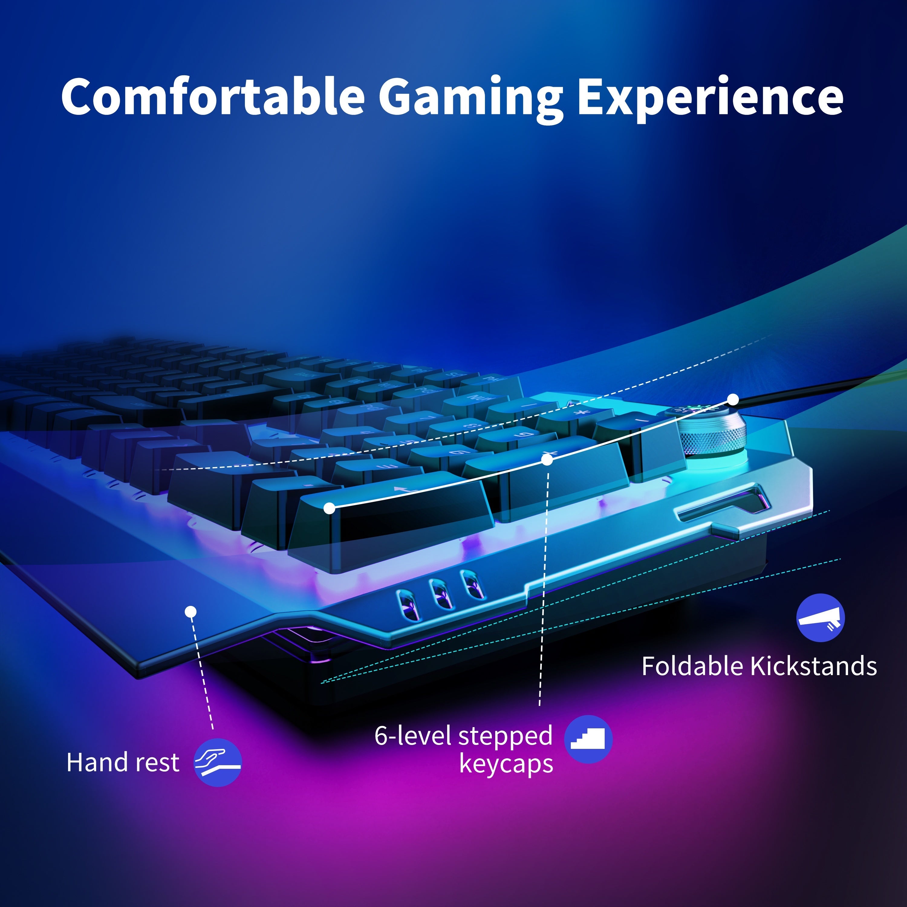 Wired Gaming Keyboard with LED Backlit Silent Design and Volume Knob for Desktop and Notebook Computers