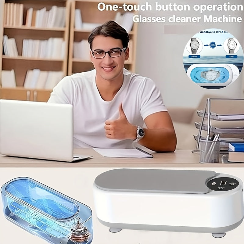 Ultrasonic Jewelry Cleaner Watch Glasses Braces USB Rechargeable Digital Timer Quiet Portable