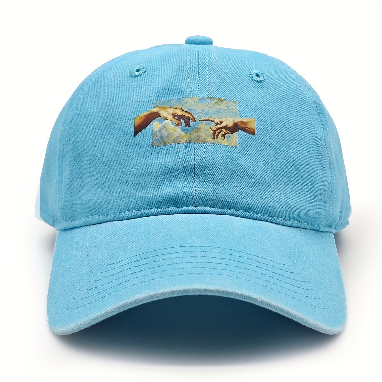 Vintage Oil Painting Print Baseball Cap Breathable Polyester Adjustable Fit Casual Embroidery