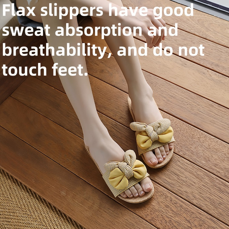 Women's Summer Slides Lightweight Woven Bow Indoor Outdoor Slippers Beige Black Red Green Orange