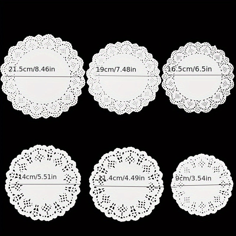 Set of 100 Round Lace Paper Doilies Oil Absorbent Placemats for Cake and Dessert Decoration