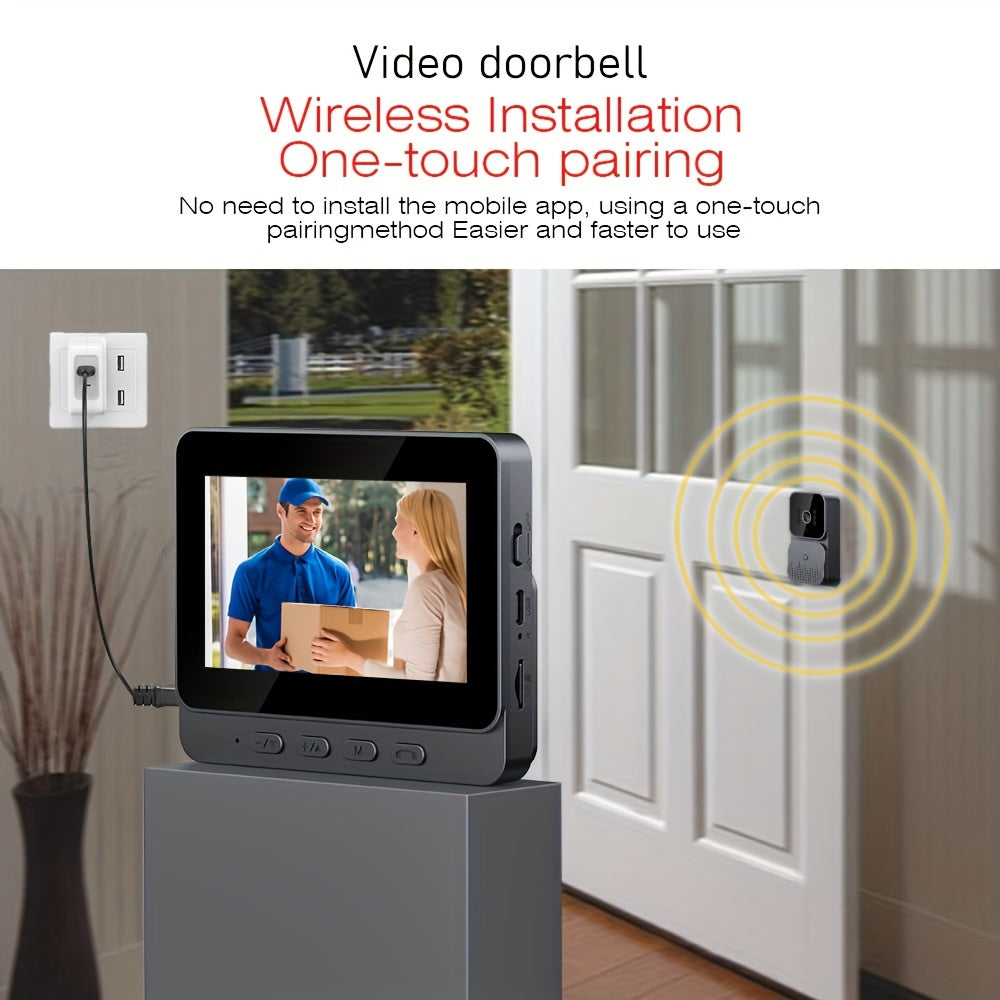 Wireless Video Doorbell with 10.92 cm Screen Infrared Night Vision Two-Way Audio Long Battery Life