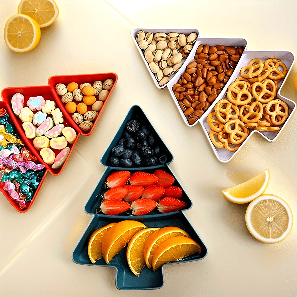 Christmas Tree Snack Tray for Nuts Fruits Candies Serving Platter Holiday Decor