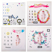 Baby Blanket for Creative Photography Props Soft White Polyester Monthly Growth Record for Kids