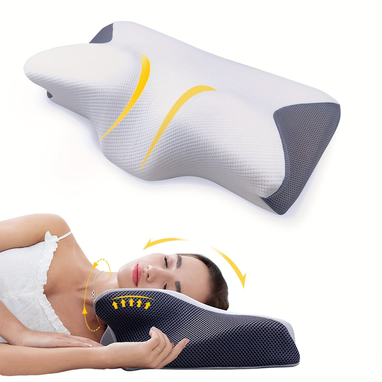 Memory Foam Cervical Pillow for Neck Pain Support Orthopedic Side Back Stomach Sleep