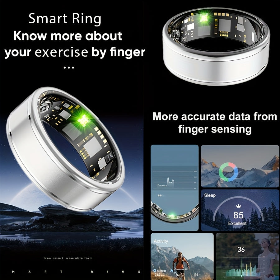 Smart Ring Fitness Tracker with Step Calorie Climbing Exercise Time and Distance Waterproof IP68