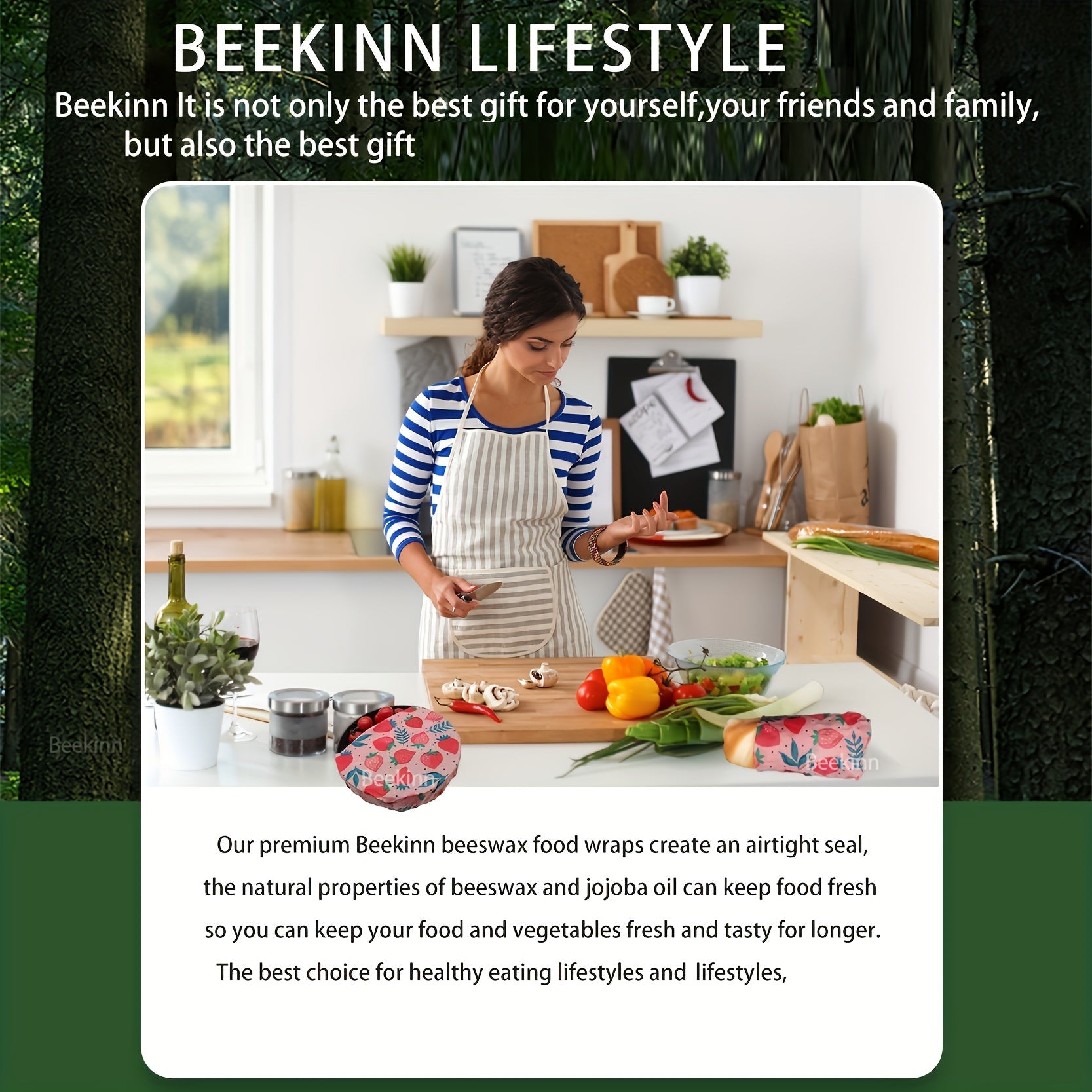 Juego de 5 envoltorios de cera de abeja ecológicos para alimentos, queso, fruta, pan, snacks