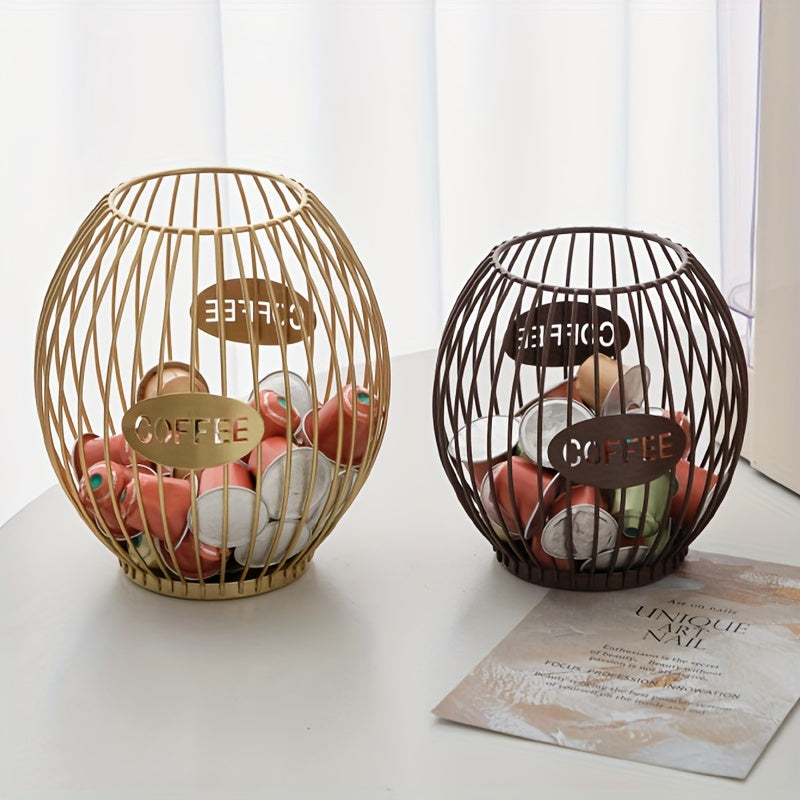 Iron Coffee Capsule Organizer for Kitchen, Black, Storage and Display