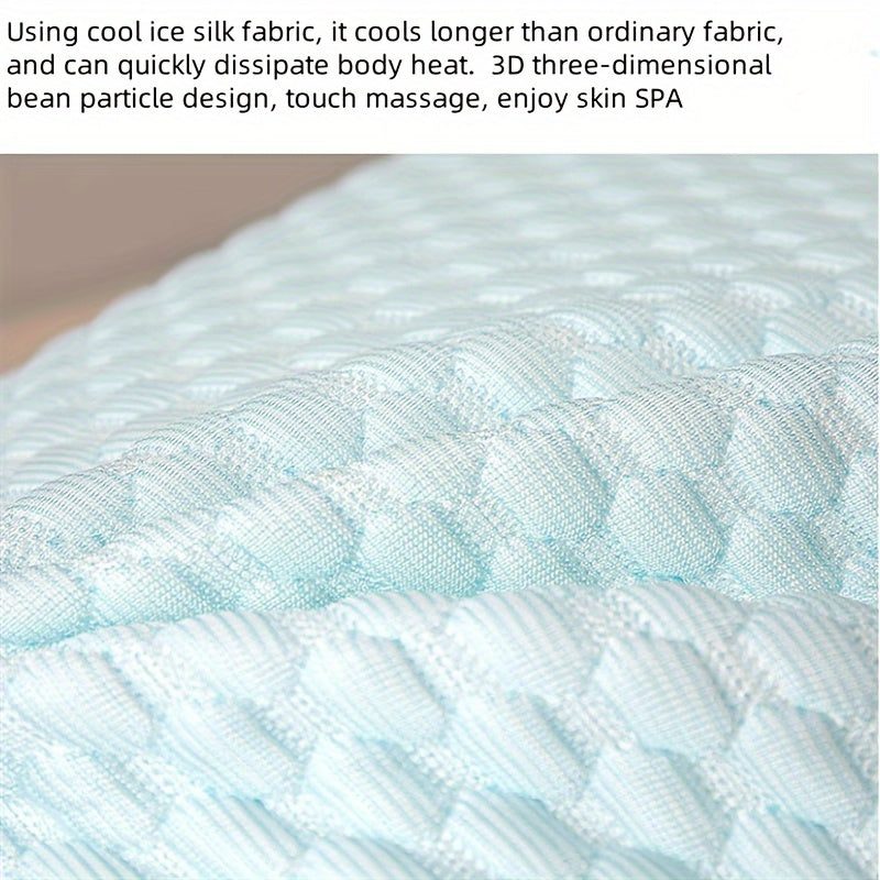 Голубая вязаная сатиновая подушка для шеи для охлаждающей поддержки, отводящая влагу, моющаяся в машине