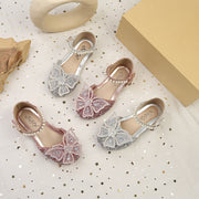 Girls' Breathable Low-Top Shoes with Magic Tape, Shiny Design, Non-Slip Lightweight for Indoor Outdoor Use