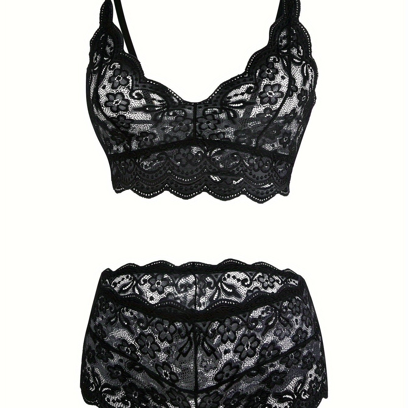 Conjunto de lencería de encaje para mujer, talla grande, rosa, paquete de ropa interior