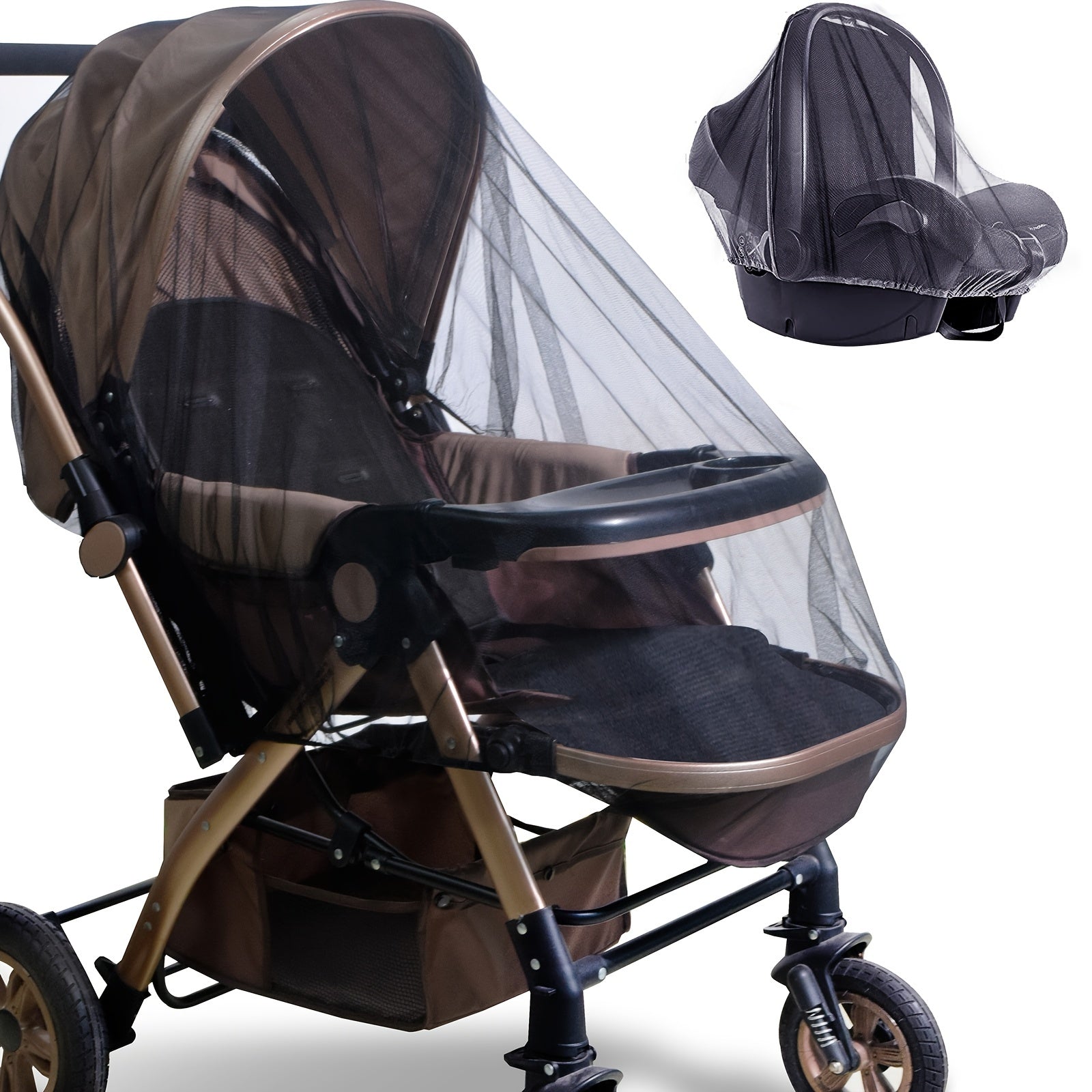 Mosquitera negra para cochecitos, cunas y parques infantiles, lavable a máquina, patrón geométrico
