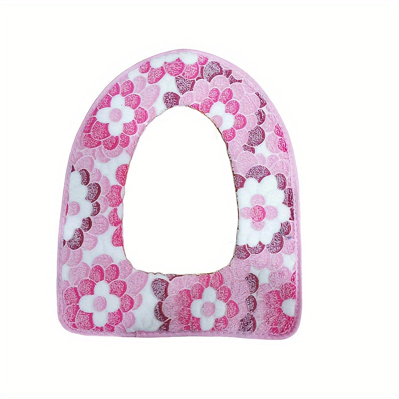 Coral Velvet Toilet Seat Cover Washable Knit Cotton Universal Fit Cushion