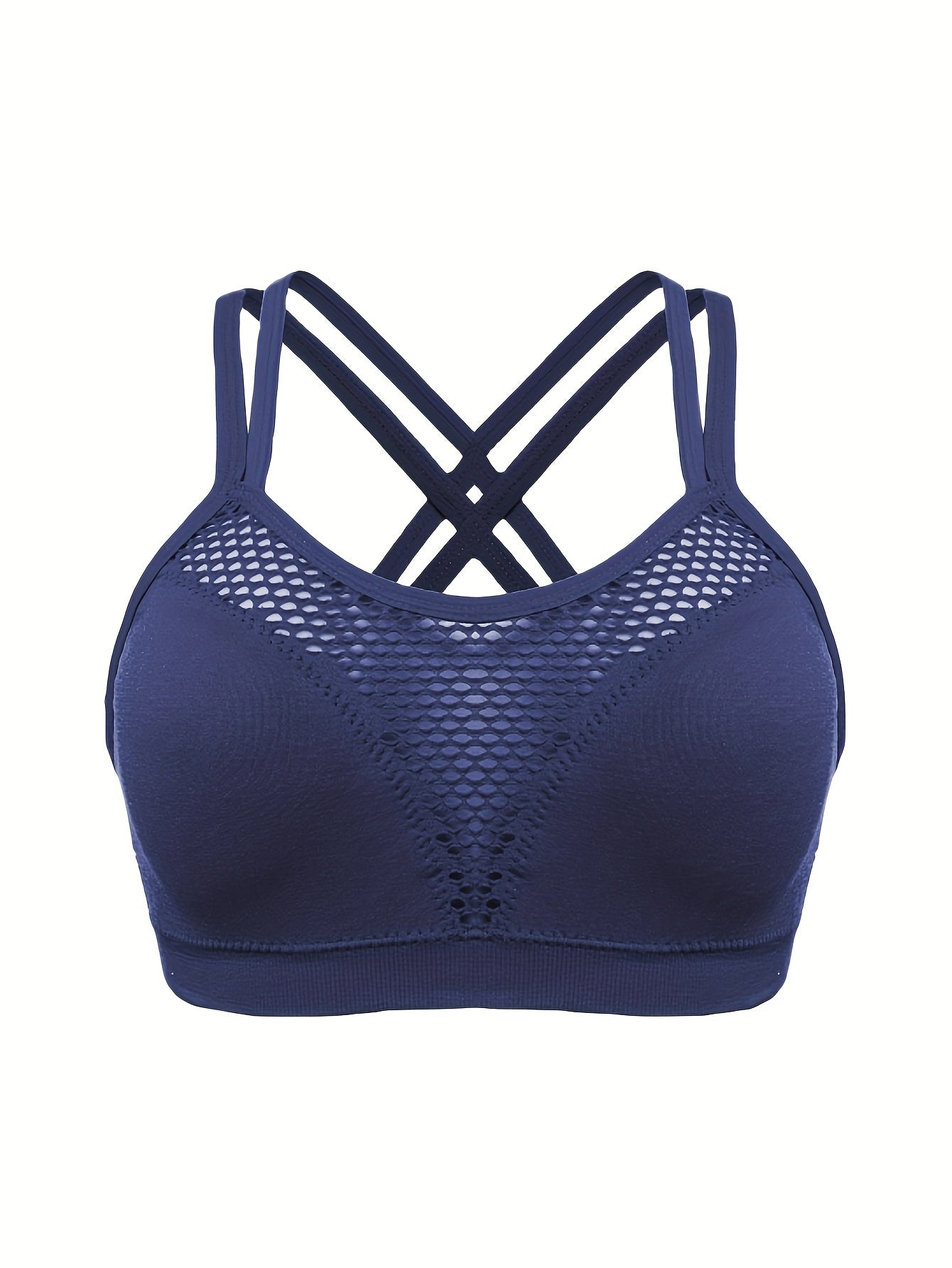 Women's Plus Size Cross-Strap Backless Sports Bras Wireless Hollow-Out Workout Wear