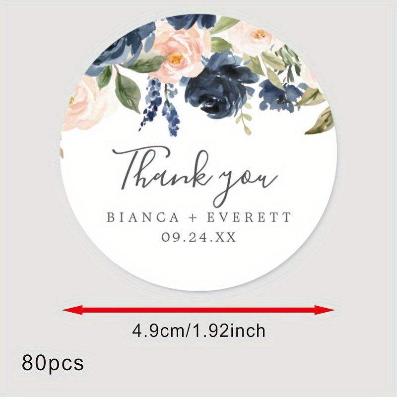 Personalized Bridal Shower Labels Custom Thank You Stickers Name and Date Recyclable Matte Finish