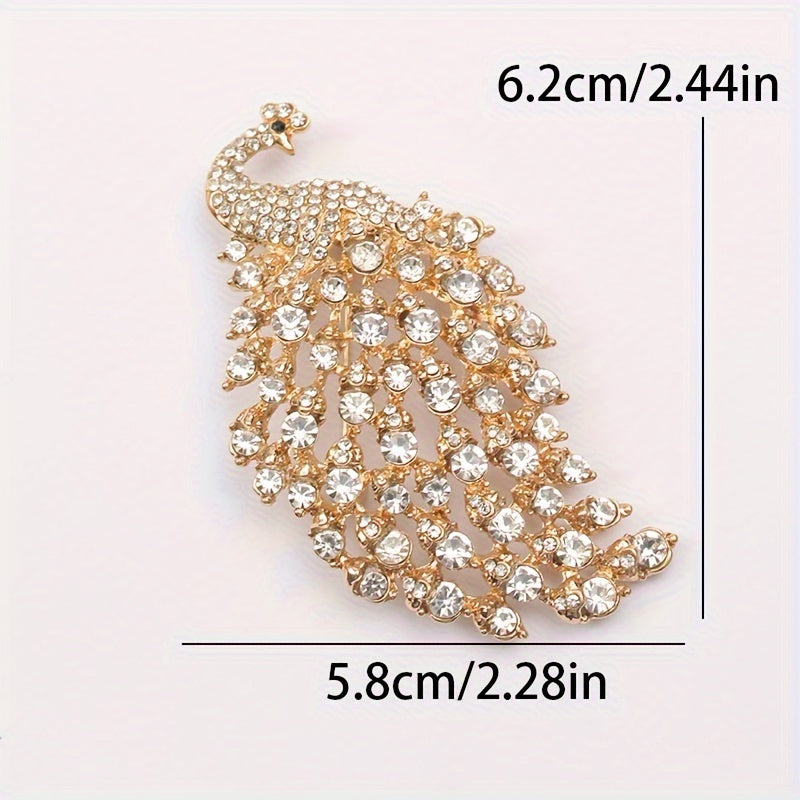 Broche antiguo de pavo real con rhinestones, diseño irregular para vestidos y trajes