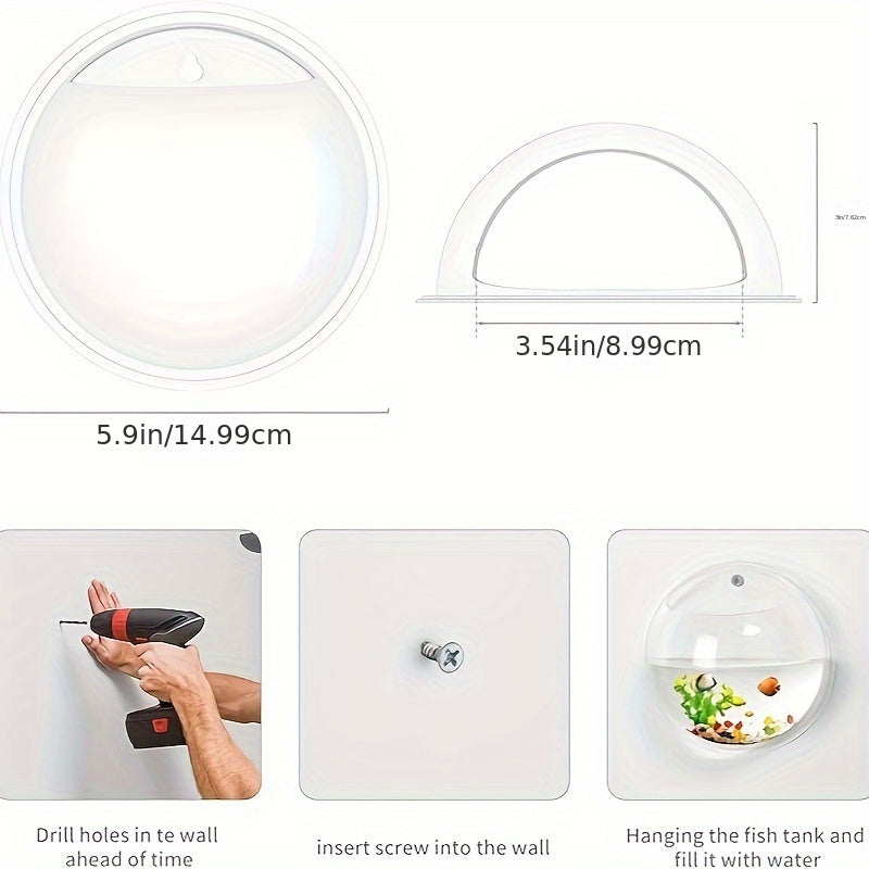 Transparent Glass Wall Hanging Vase Oval Hydroponic Terrarium Indoor Outdoor Plant Fish Tank