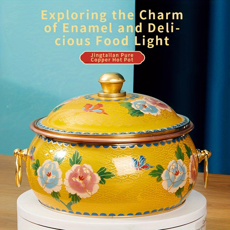 Single Serving Hot Pot Copper Enamel Cookware Induction Compatible Dishwasher Safe