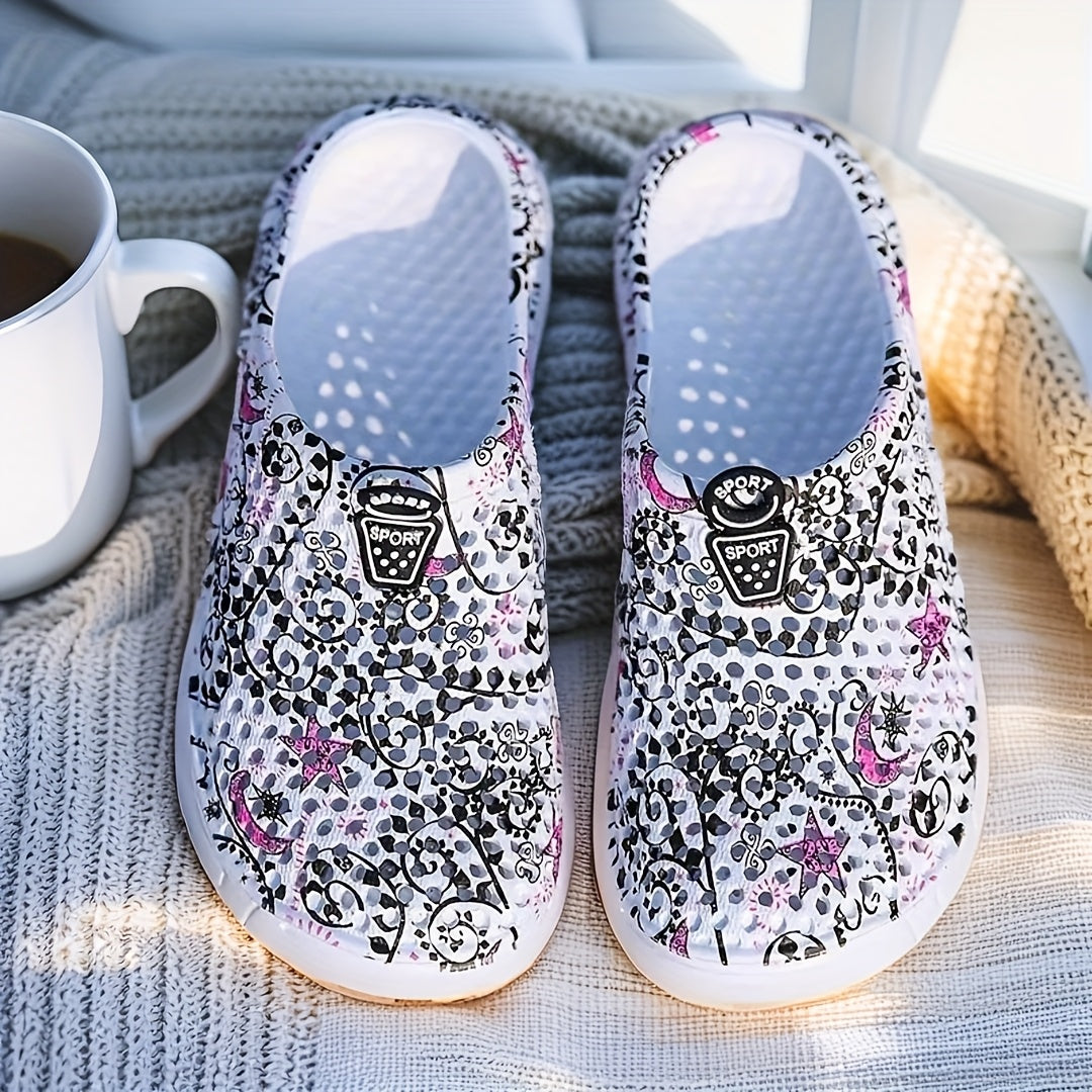 Women's Summer Shoes Breathable Star Moon Print Comfortable Footwear