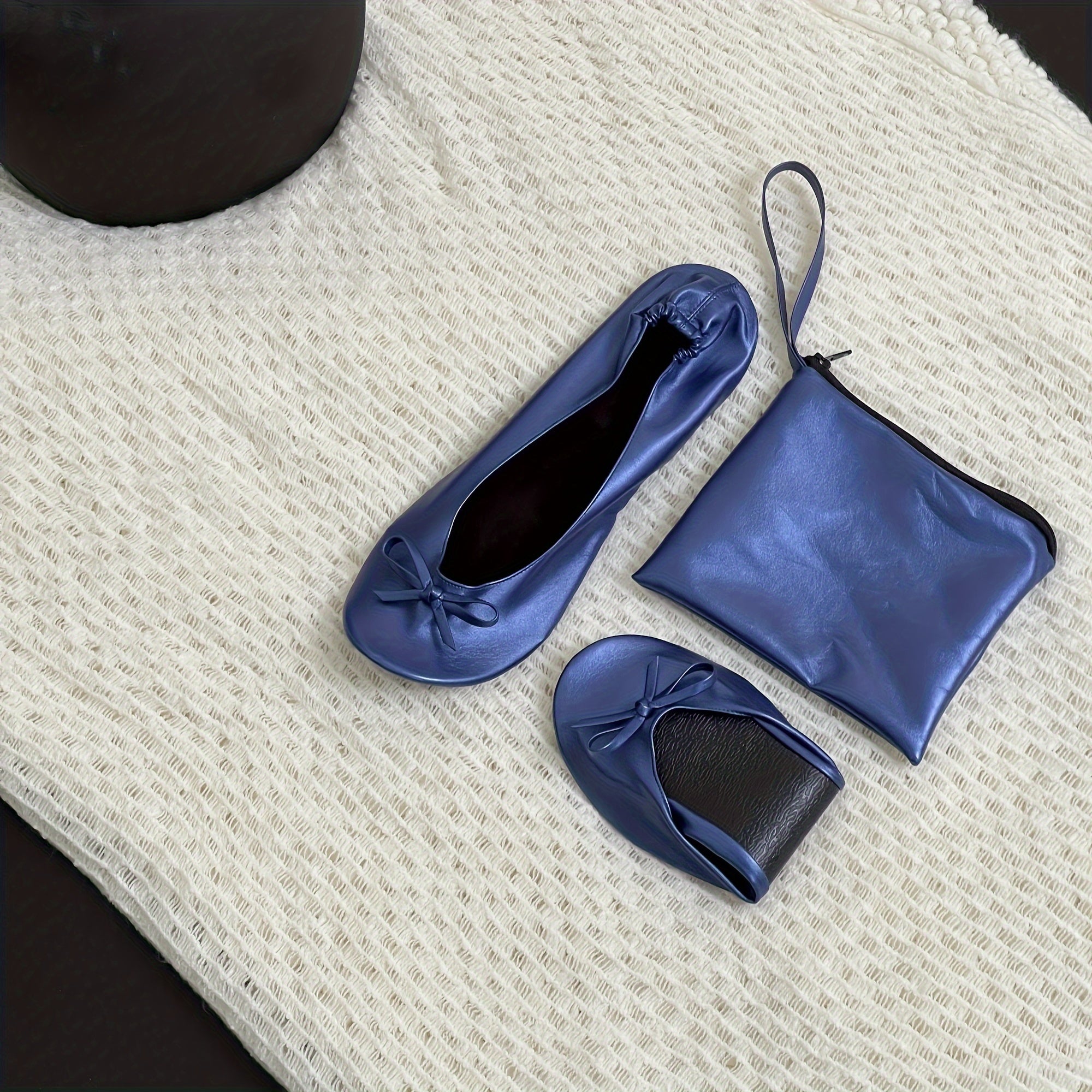 Women's Soft Sole Ballet Flats, Foldable Wedding Dance Shoes, Solid Color