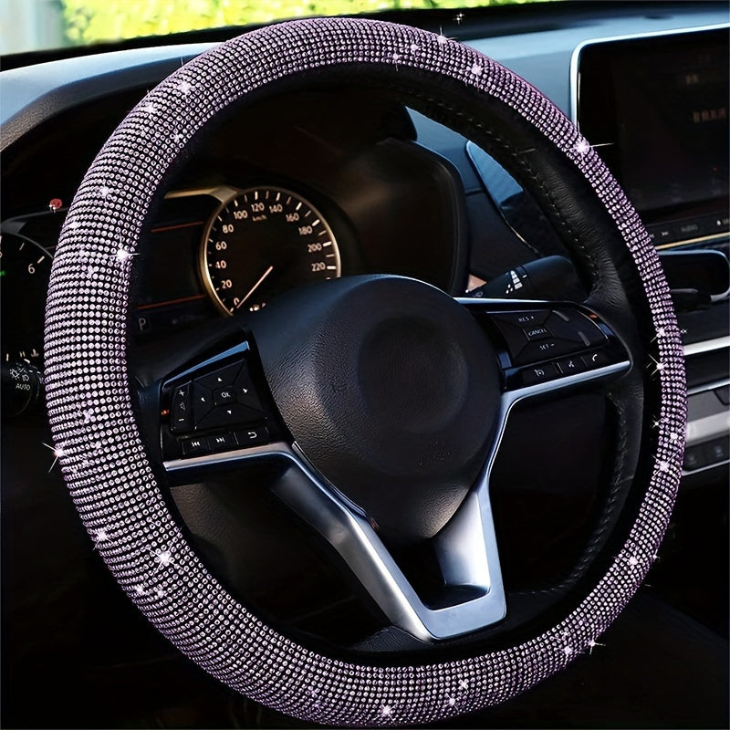 Bling Car Steering Wheel Cover Stretch Spandex Ko'pchilik transport vositalariga mos keladi, ichki halqa yo'q