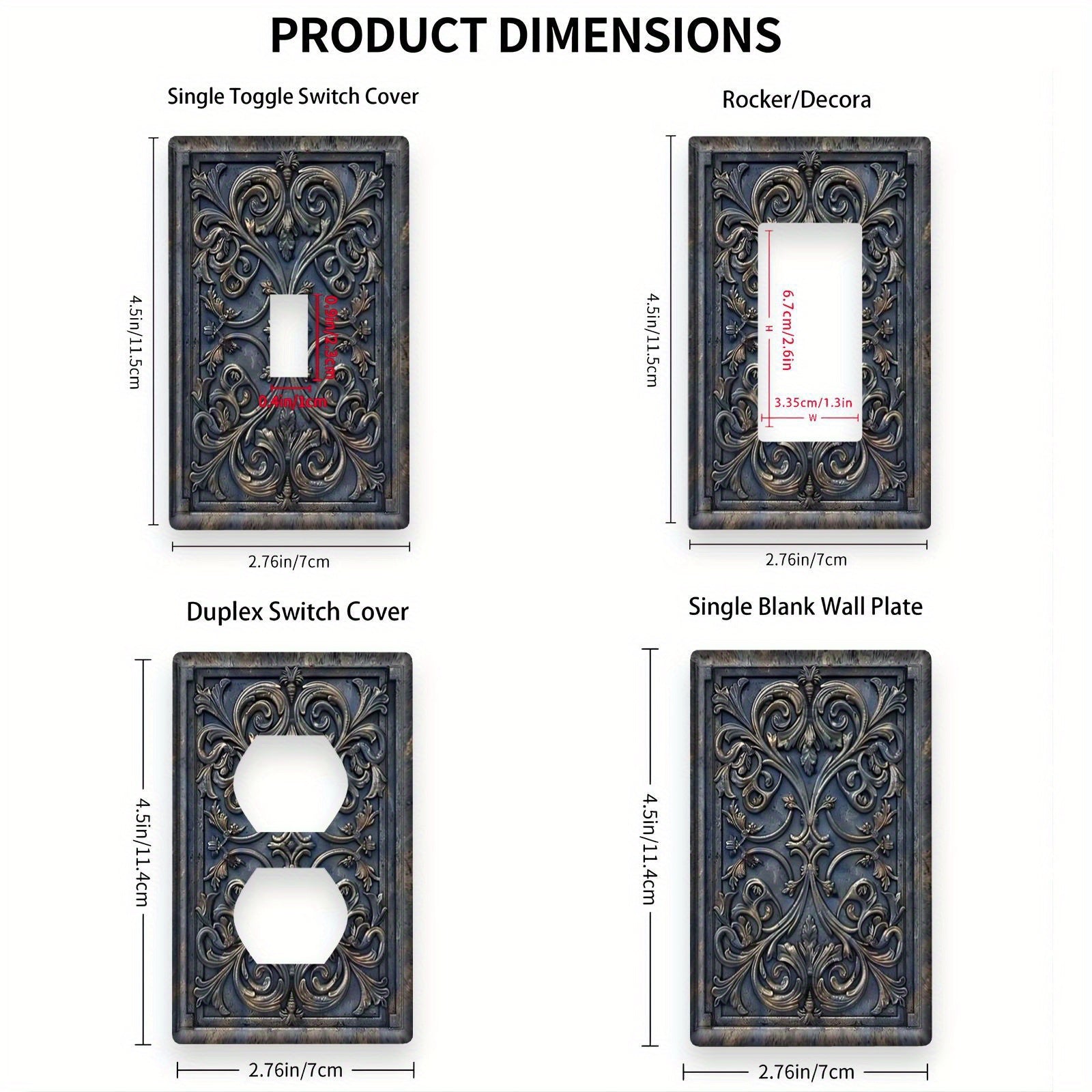 Blue Gray Decorative Light Switch Cover Easy to Clean Versatile