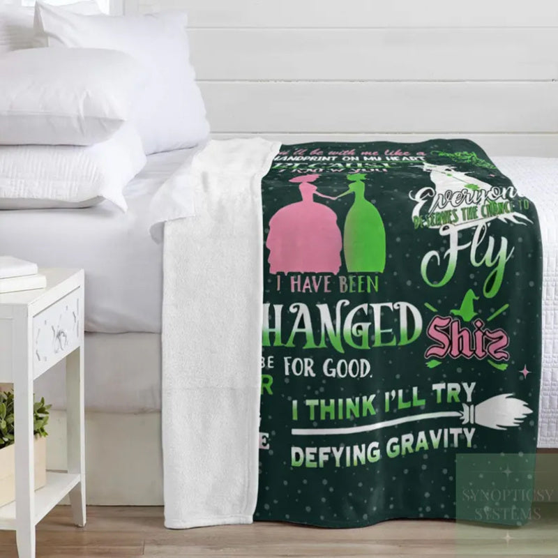 Halloween Cozy Blanket with Witchy Pink Green and Wizard of Oz Theme