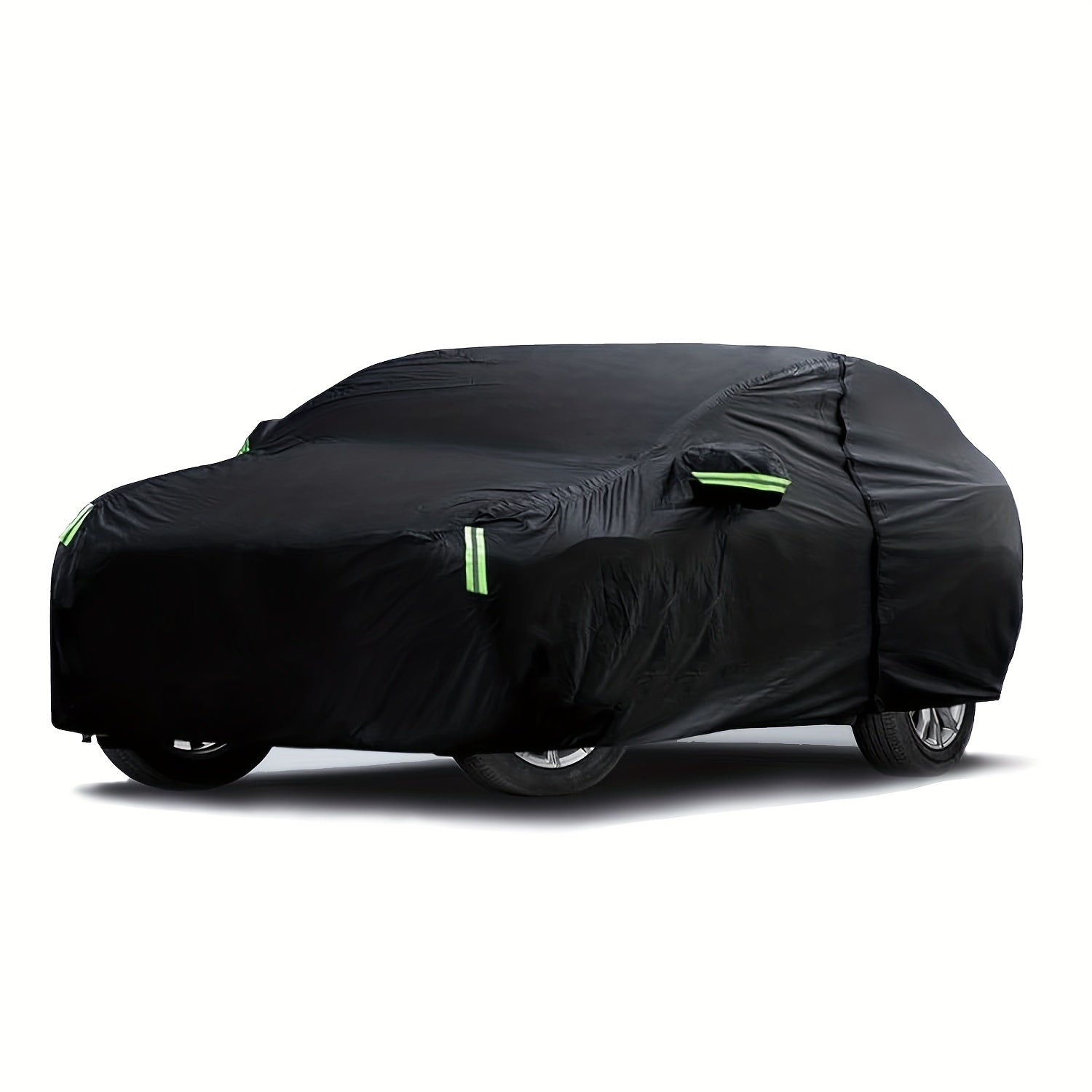 Car Cover Black Oxford Cloth with Reflective Strips and Zipper Doors