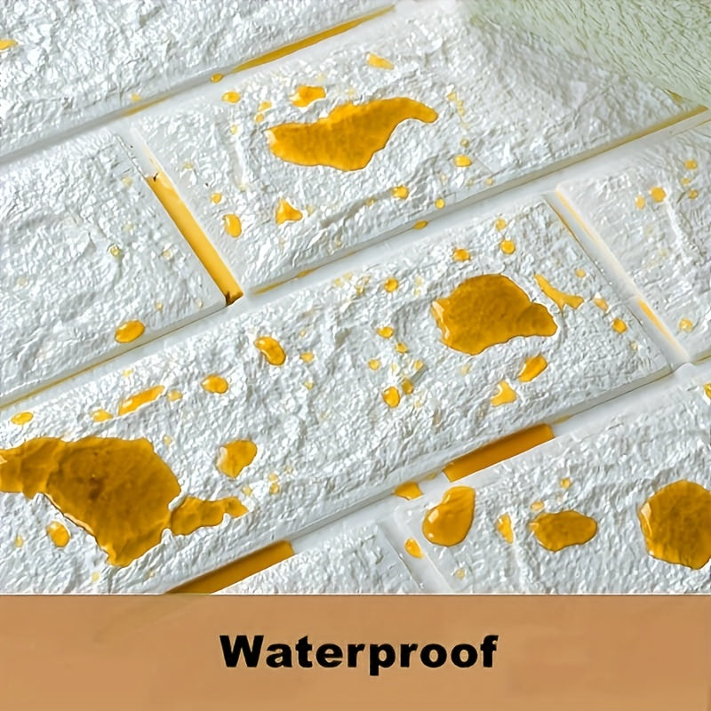 15pcs Foam Soft Wall Tiles with 3D Brick Pattern Waterproof Washable Anti-Mold Stain Resistant