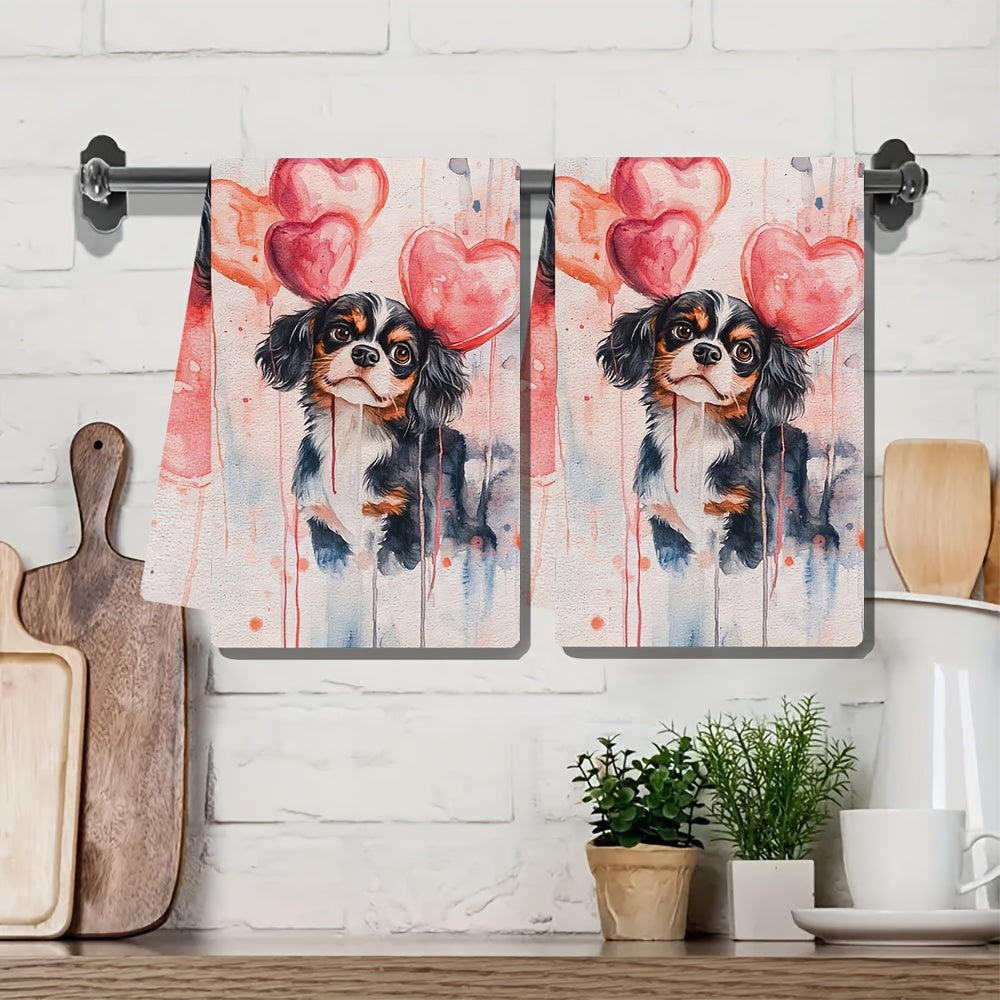 Valentine's Day Kitchen Towels 2 Pack Ultra Soft Absorbent Dish Hand Towels