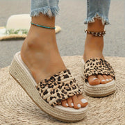 Women's Bohemian Woven Slide Sandals with Thick Platform for Beach Pool