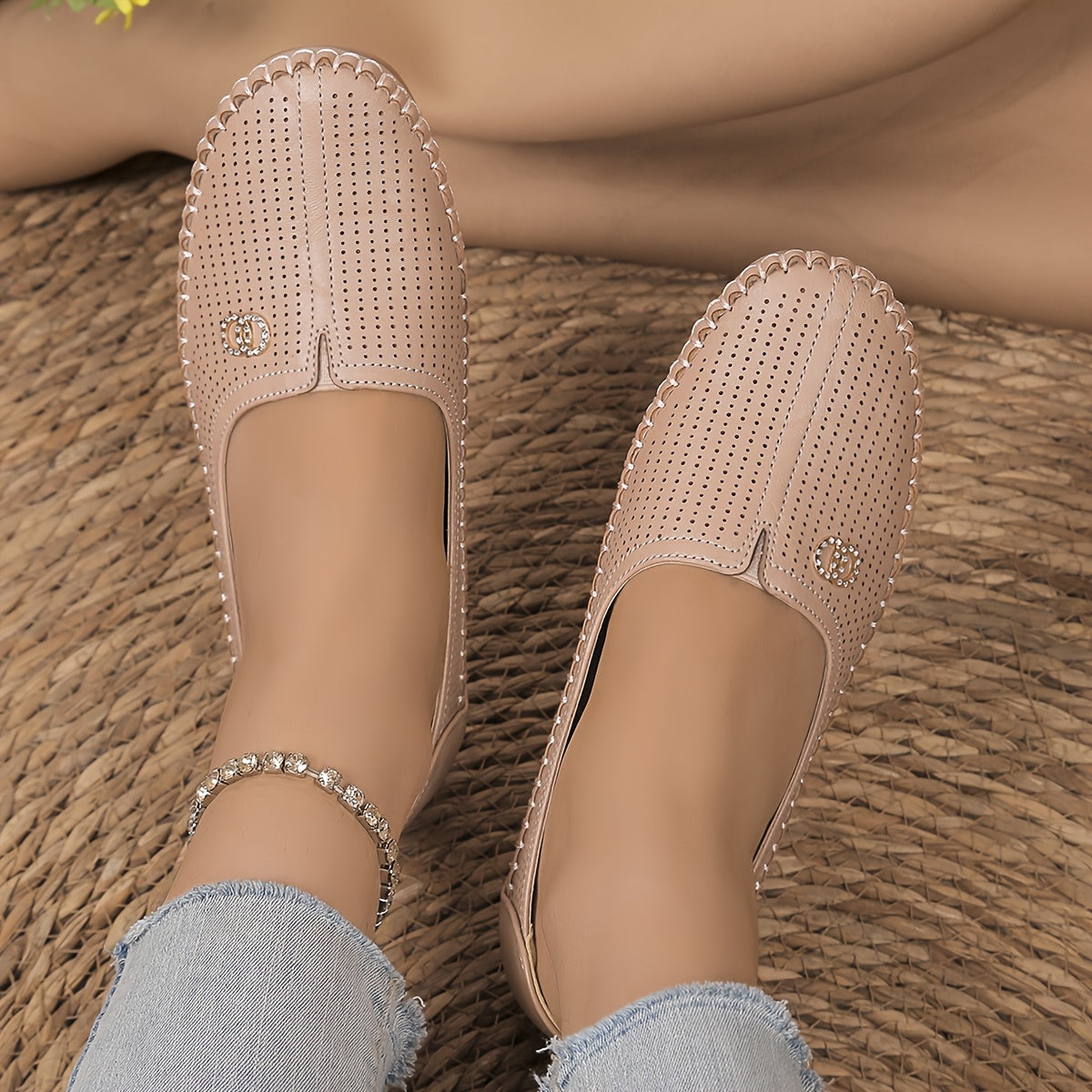 Ayollar uchun slip-on tufli, kundalik qulaylik, sintetik charm, barcha mavsumlar uchun poyabzal