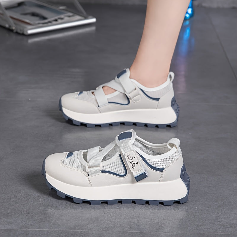 Women's Summer Casual Sneakers Breathable Mesh Adjustable Slip-On White Black