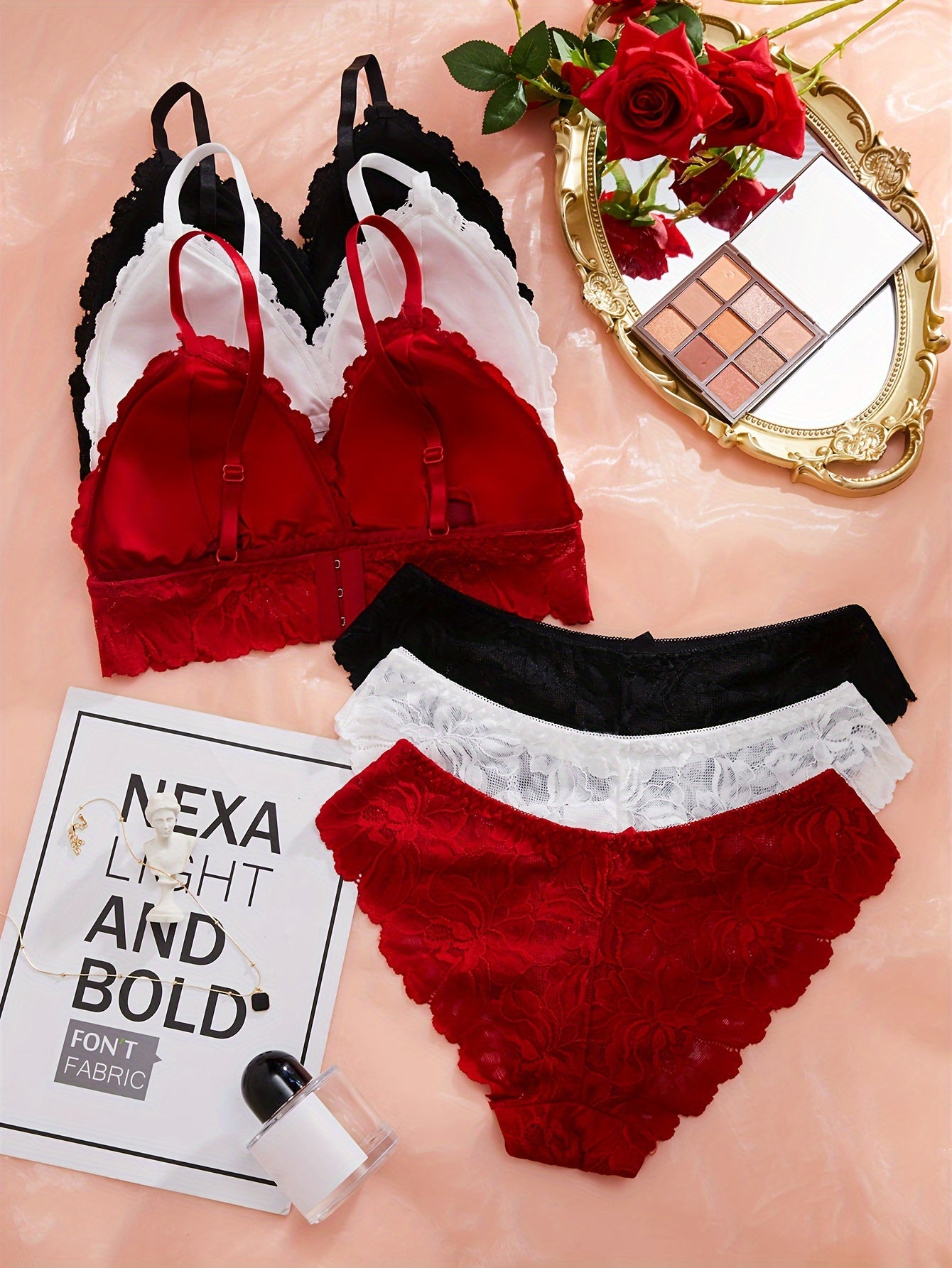 3-компонентный сексуальный кружевной комплект нижнего белья для женщин