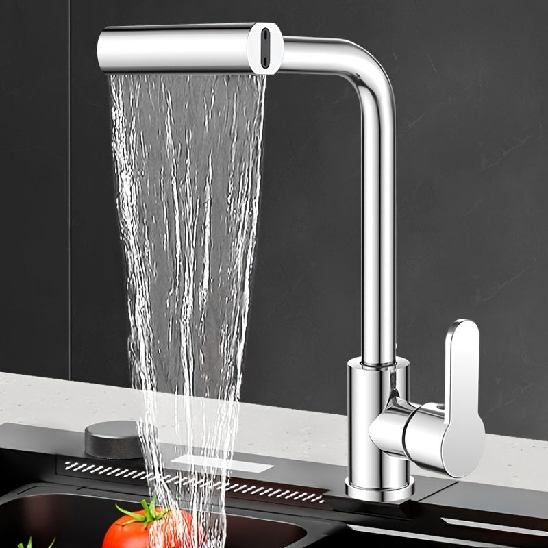 Commercial Kitchen Faucet with Sprayer Rotary Spout Single-Handle Mixer Space-Saving Design