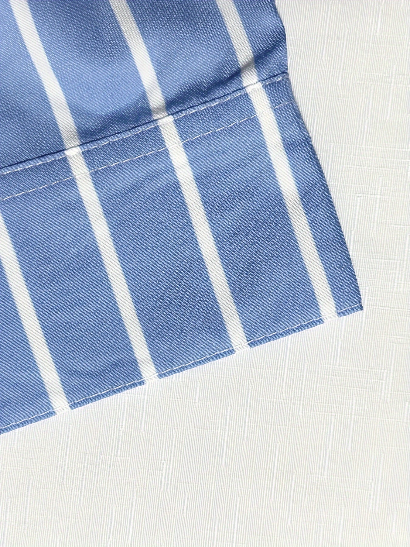 Men's Plus Size Blue and White Striped Long Sleeve Casual Shirt with Collar