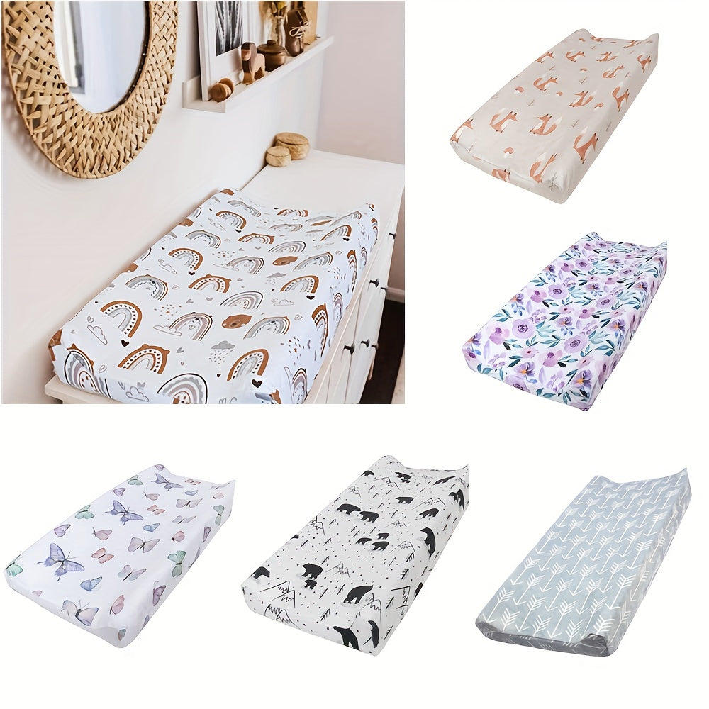 Baby Fitted Sheet with Plush Printed Design for Crib and Diaper Changing Pad