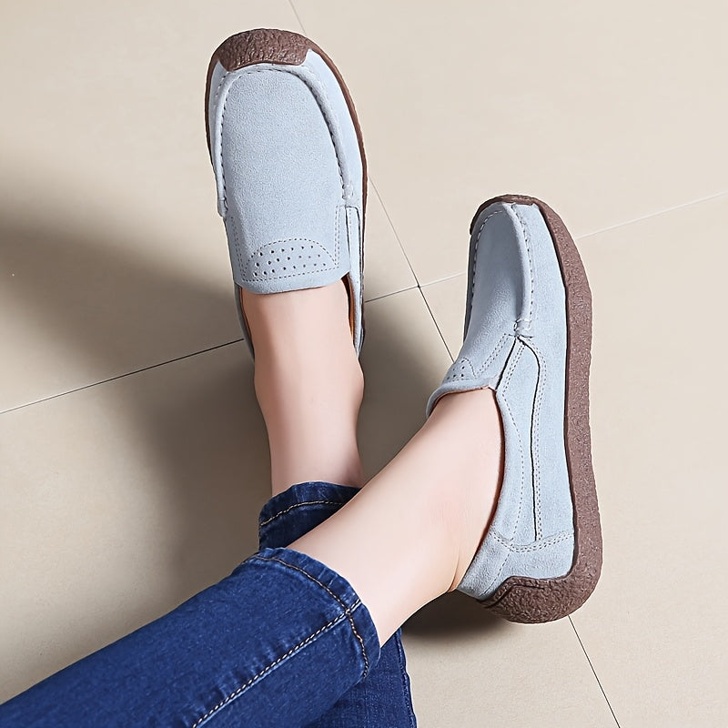 Women's Black Slip-On Loafers Dry Cleanable Flat Shoes Comfort Versatile