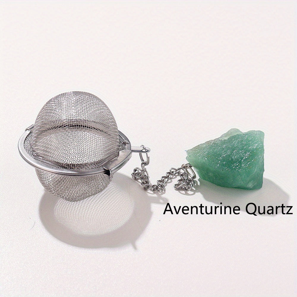 Stainless Steel Tea Filter Maker with Natural Crystal Stone