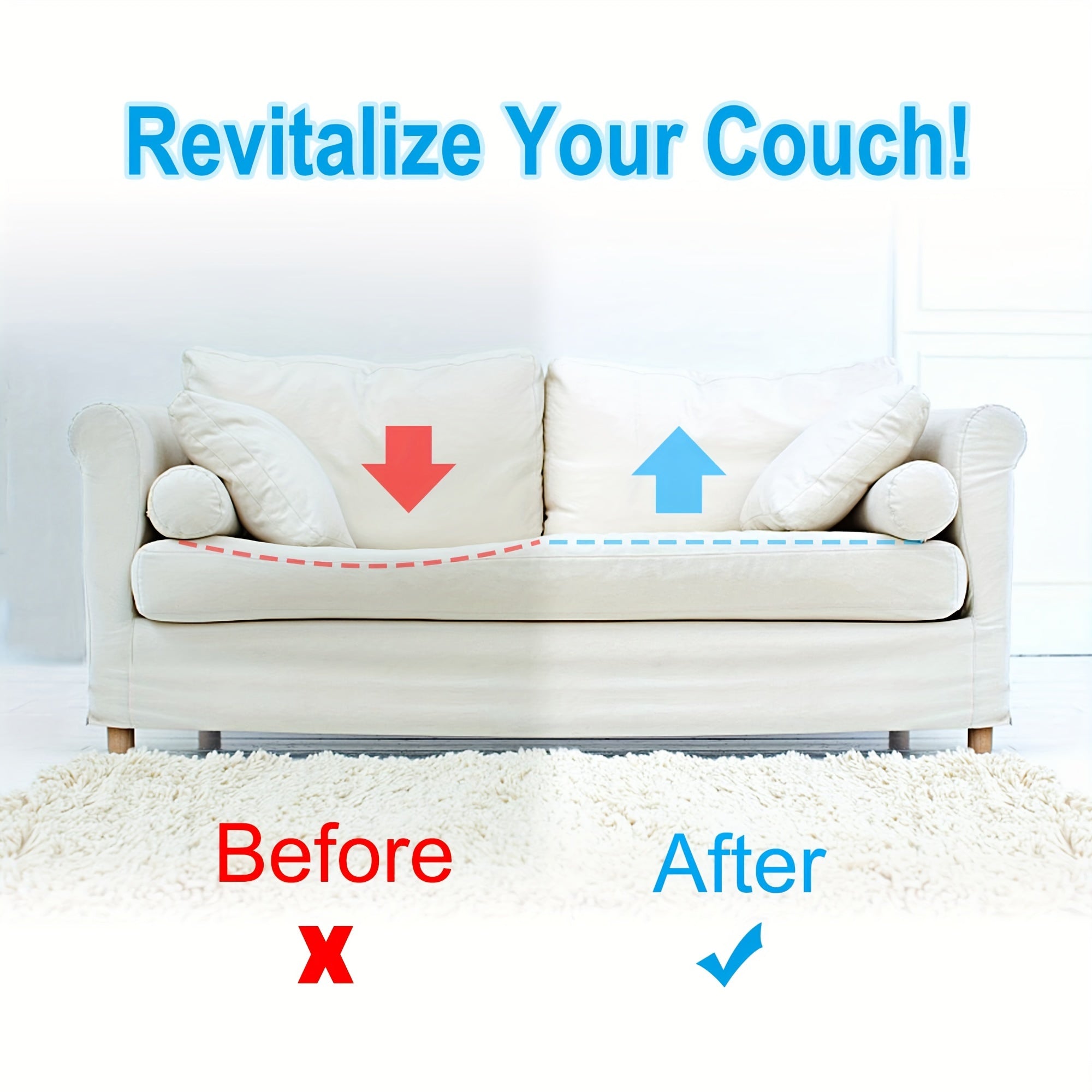 Two Pieces High-Density Foam Sofa Cushion Supports 50.8x50.8cm for Furniture Repair