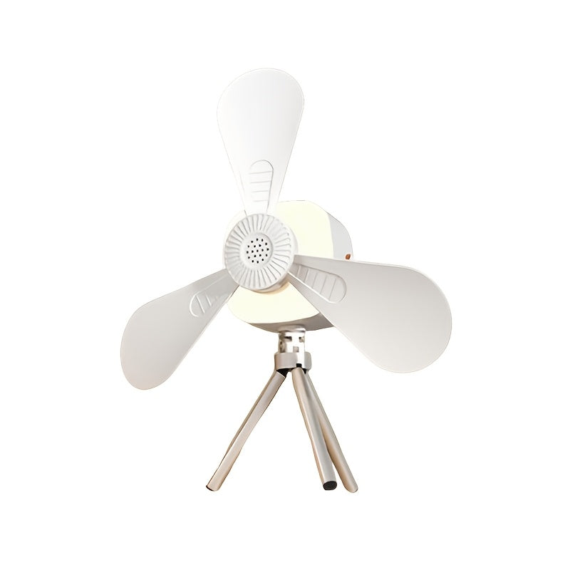 Portable Ceiling and Desk Fan with Wide-Angle Air Supply, USB, Foldable, Outdoor Tripod