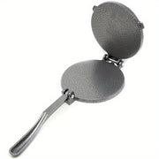 Happiness Pre-Seasoned Cast Iron Tortilla Press, zanglamaydigan po'latdan yasalgan ikki tomonlama pishirish yuzasi va oson saqlash uchun buklanuvchi tutqich bilan; Uy va ochiq havoda foydalanish uchun ideal