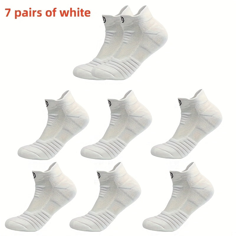 Men's Athletic Compression Socks 5 Pairs Breathable Sweat-Wicking Polyester Gray Black White