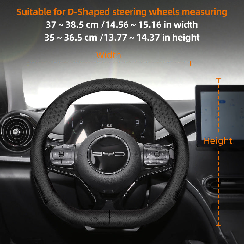 Universal avtomobil boshqaruv g'ildiragi qopqog'i nafas oladigan PU charm qora 37-38.5cm